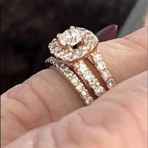 Diamond and Rose Gold Wedding Rings